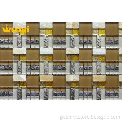 Natural Graceful Bathroom Glass And Metal Mosaic Tile With